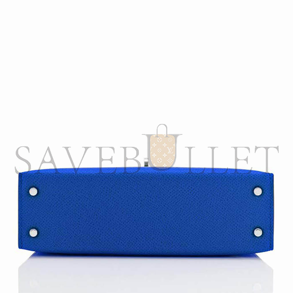 HERMÈS MASTER MINI KELLY II BLUE FRANCE EPSOM SELLIER BAG (19*12*5.5cm)